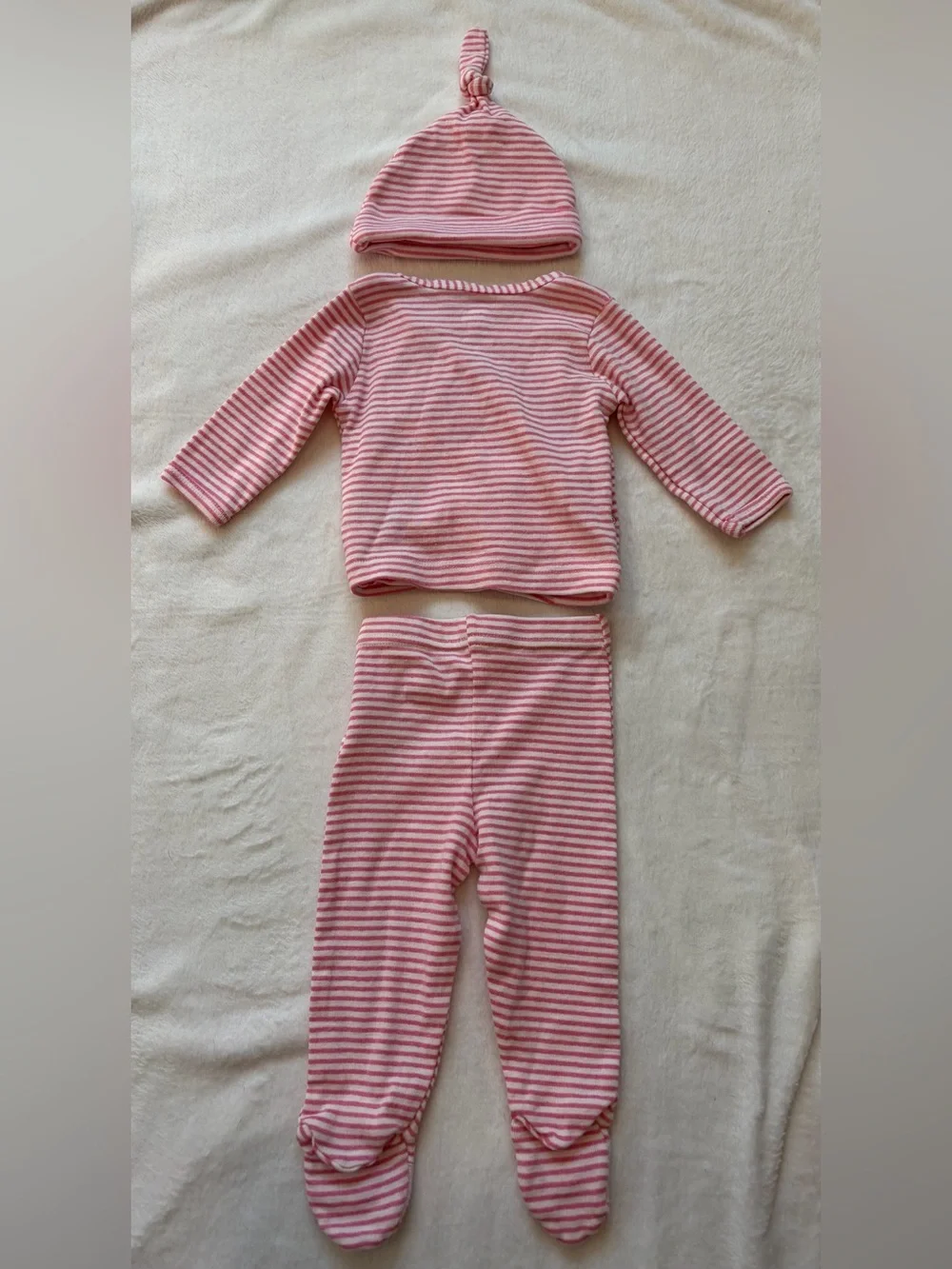 Koalababy Pink and White Striped Pajama Set with beanie